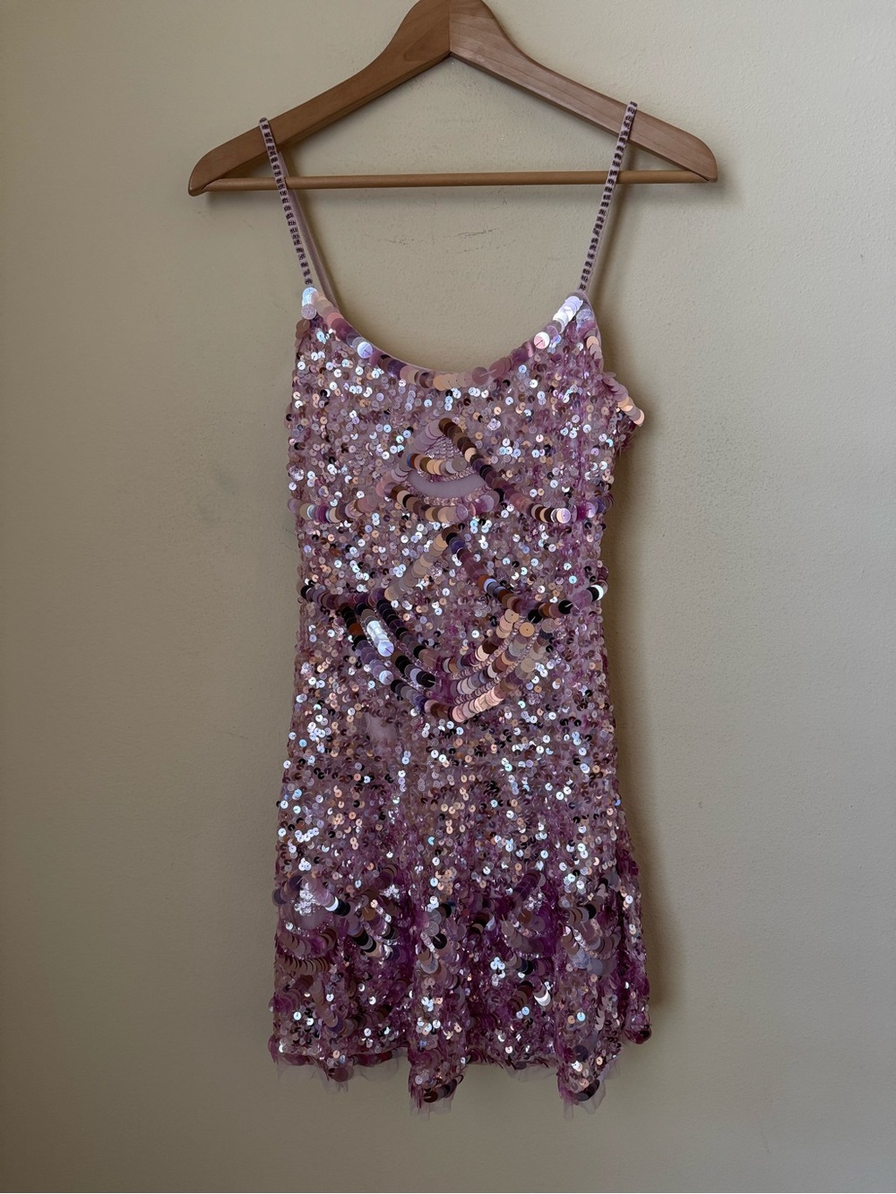 LoveShackFancy New Liria Sequin Mini Party Dress Light Pink 2